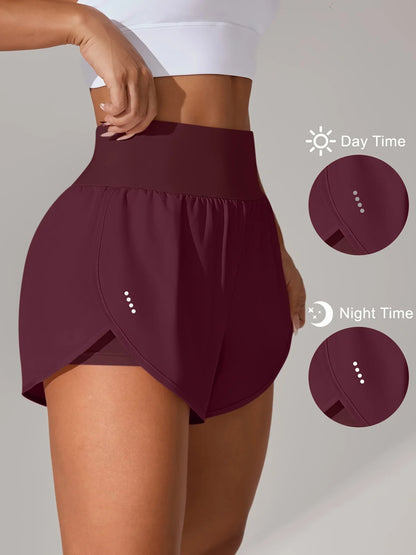 מכנסי יוגה לנשים – מכנסי ספורט קצרים עם חגורת מותן גבוהה ובד נושם בכל הצבעים - Kleerix בד נושם, גמיש, יוגה, לא שקוף, מותן גבוהה, מכנס, מתייבש מהר, ספורט, שורטס