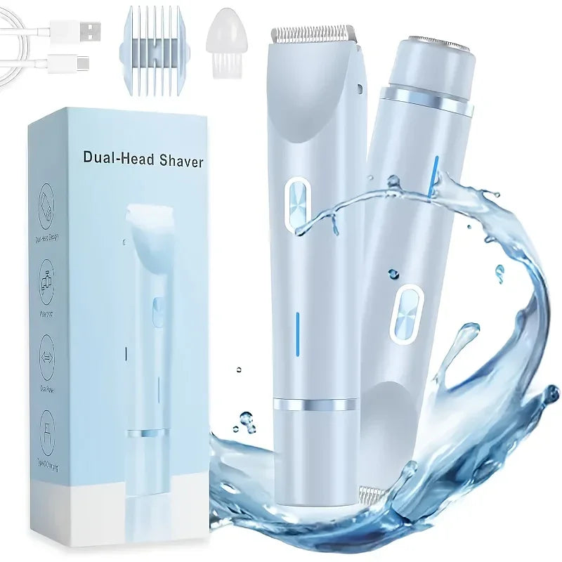 הסוד לעור חלק בכל מקום—מסיר שיער חשמלי לנשים 2-ב-1 קומפקטי ונטען USB - Kleerix 2-in-1, USB נטען, נייד, עדין לעור, קומפקטי