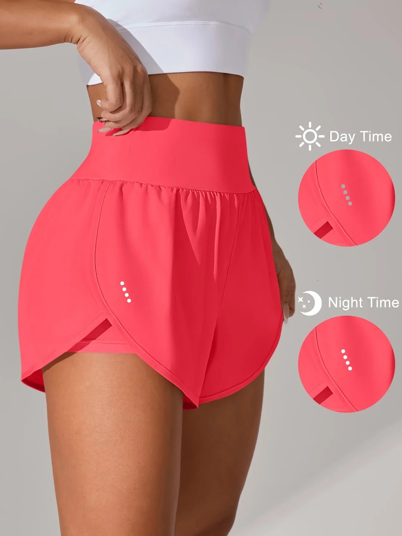 מכנסי יוגה לנשים – מכנסי ספורט קצרים עם חגורת מותן גבוהה ובד נושם בכל הצבעים - Kleerix בד נושם, גמיש, יוגה, לא שקוף, מותן גבוהה, מכנס, מתייבש מהר, ספורט, שורטס