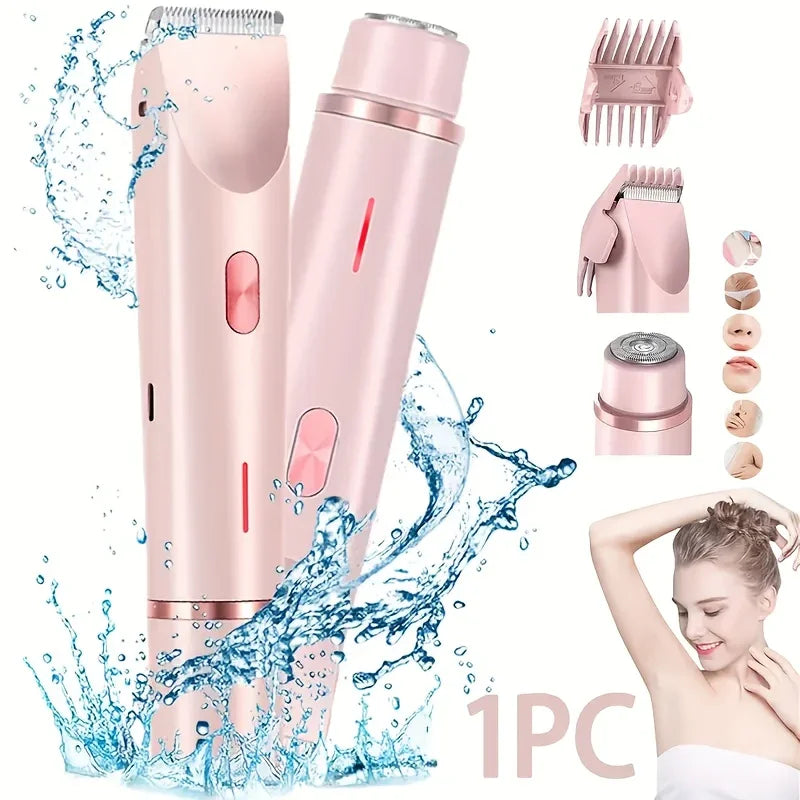 הסוד לעור חלק בכל מקום—מסיר שיער חשמלי לנשים 2-ב-1 קומפקטי ונטען USB - Kleerix 2-in-1, USB נטען, נייד, עדין לעור, קומפקטי