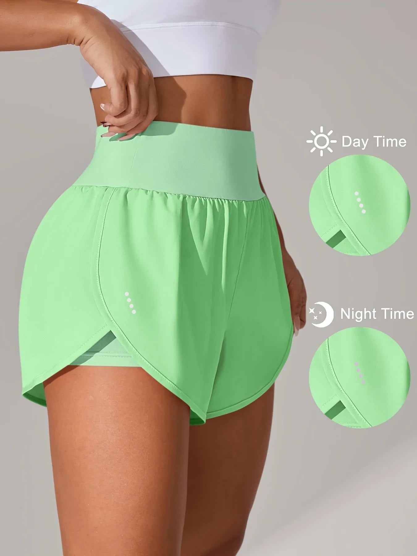 מכנסי יוגה לנשים – מכנסי ספורט קצרים עם חגורת מותן גבוהה ובד נושם בכל הצבעים - Kleerix בד נושם, גמיש, יוגה, לא שקוף, מותן גבוהה, מכנס, מתייבש מהר, ספורט, שורטס