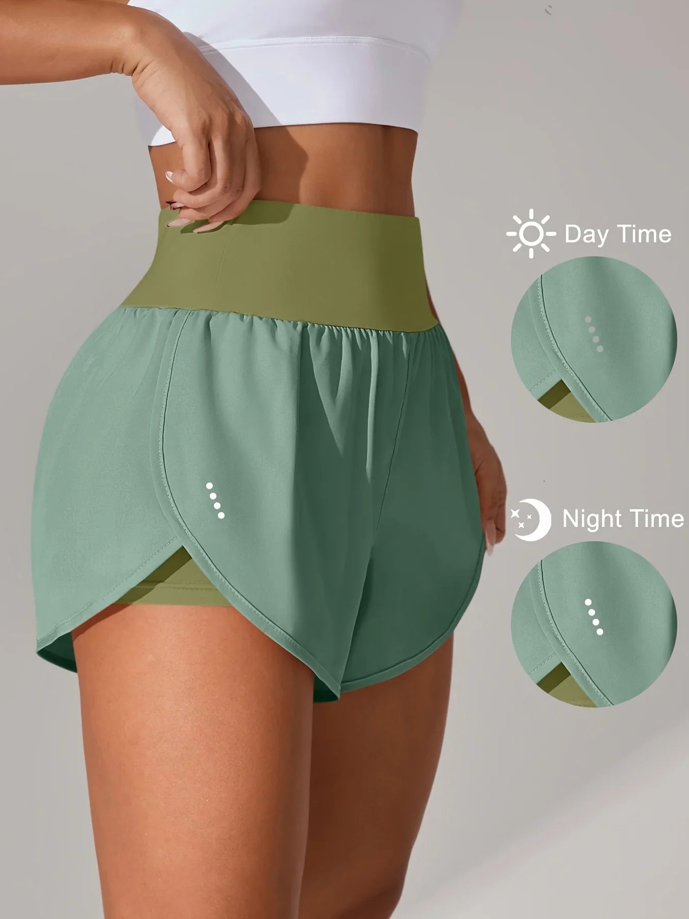 מכנסי יוגה לנשים – מכנסי ספורט קצרים עם חגורת מותן גבוהה ובד נושם בכל הצבעים - Kleerix בד נושם, גמיש, יוגה, לא שקוף, מותן גבוהה, מכנס, מתייבש מהר, ספורט, שורטס