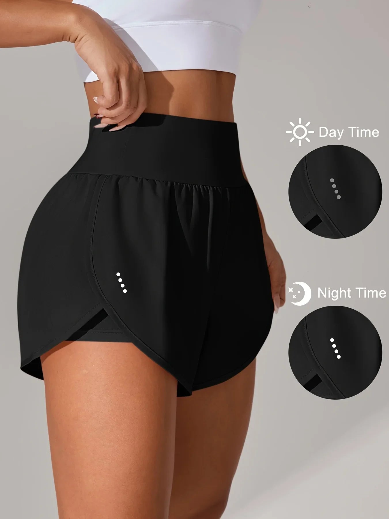 מכנסי יוגה לנשים – מכנסי ספורט קצרים עם חגורת מותן גבוהה ובד נושם בכל הצבעים - Kleerix בד נושם, גמיש, יוגה, לא שקוף, מותן גבוהה, מכנס, מתייבש מהר, ספורט, שורטס