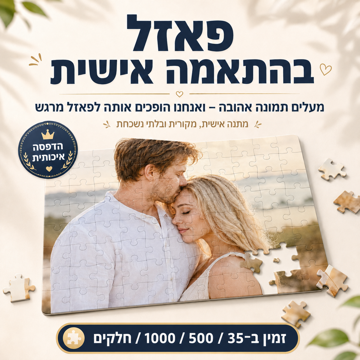 פאזל אישי מתמונה זוגית – מתנה אישית