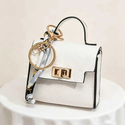 Mini Square Bag Pendant Keychain - תליון תיק מעור עם רצועה צבעונית
